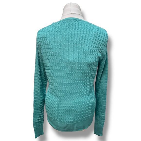 Evelyn & Arthur Women’s V Neck, Button Down Silk Sweater Cardigan, Green, size L - Picture 5 of 10